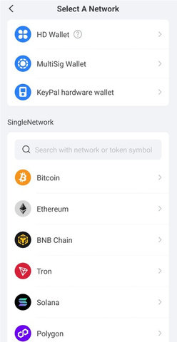 Выбрать сеть BNB Chain в TokenPocket